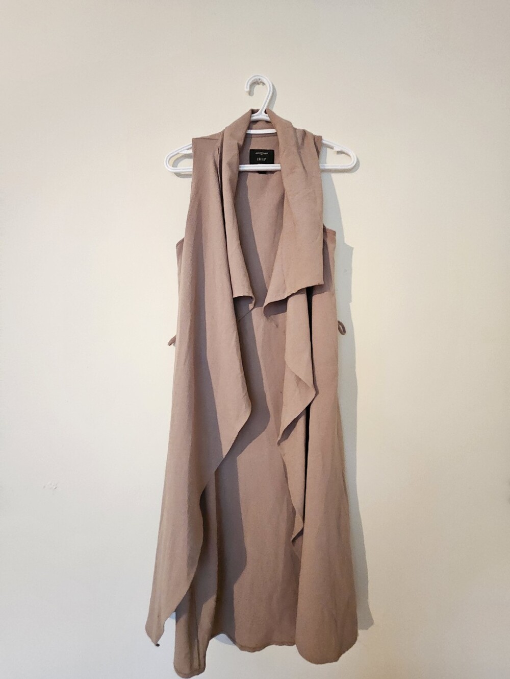 IRIS Taupe Sleeveless Waterfall Duster